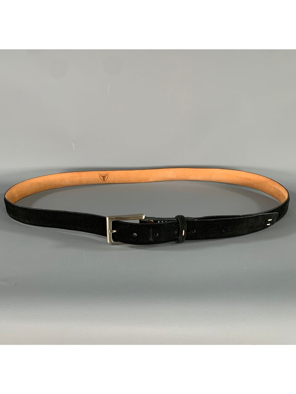 MICHAEL TOSCHI Size 44 Black Suede Leather Belt
